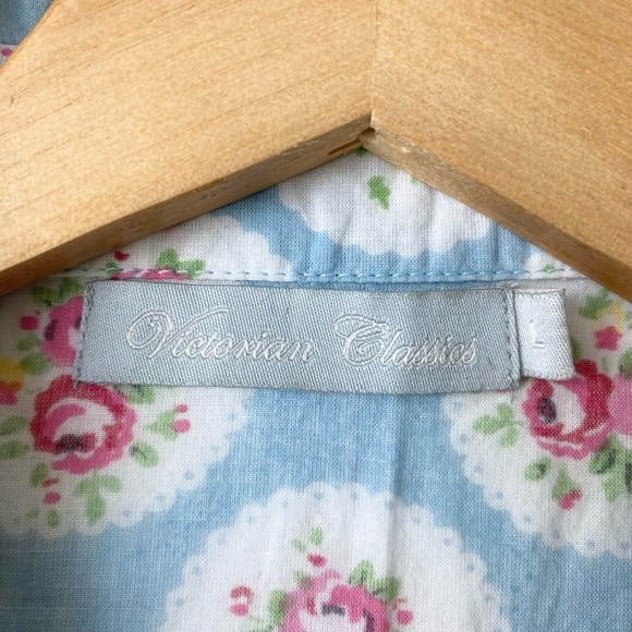 Vintage Victorian Classics Floral Cotton Blouse, Size L - Picture 3 of 7